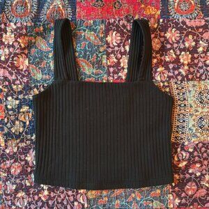 American Eagle Outfitters Black Ribbed Tank Top
